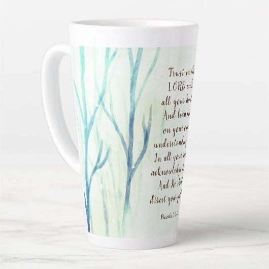 格言3:5-6主にすべてのハートを カフェラテマグ (左アングル)