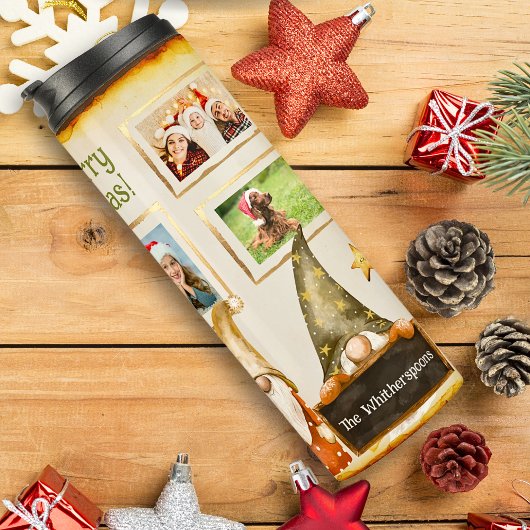 格言5フォトコラージュ貼り付けカラークリスマス タンブラー