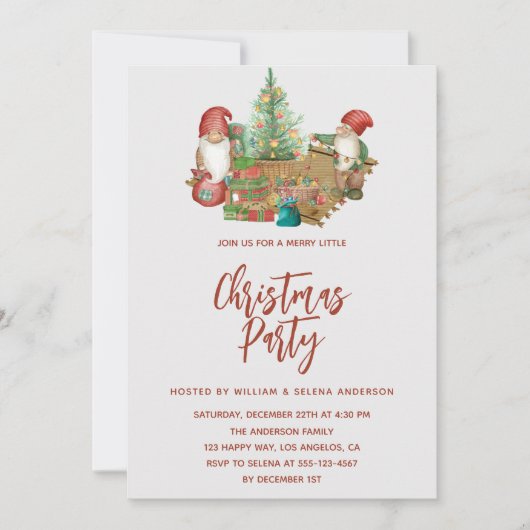 格言&お洒落クリスマスツリーホリデーパーティー 招待状 (正面)