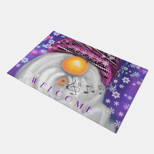 格言・イン・パープル・ハットがクリスマスソング・ウェルカムを歌う ドアマット (アングル)