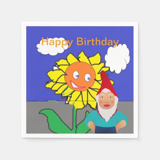 格言&サンフラワーバースデーパーティー紙ナプキンズ スタンダードカクテルナプキン (正面)