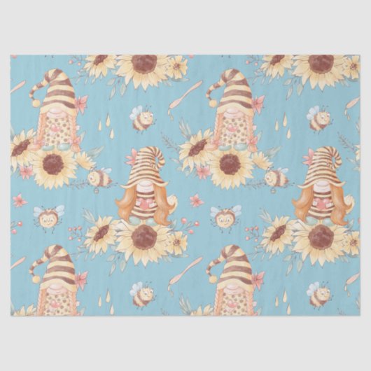 格言、ミツバチ、ひまわりの花 薄葉紙 (正面)