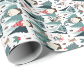 格言，モミの木，雪だるま，ウサギ，鹿，森 ラッピングペーパー (ロールコーナー)