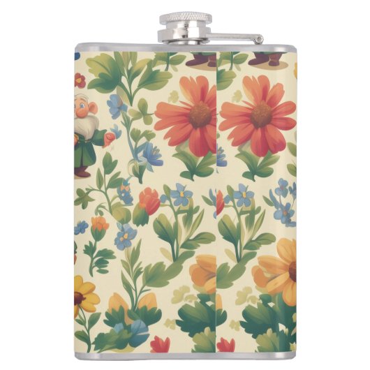 格言a花柄デザイン フラスク (裏面)