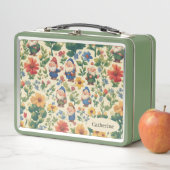 格言a花柄デザイン メタルランチボックス (インサイチュ)