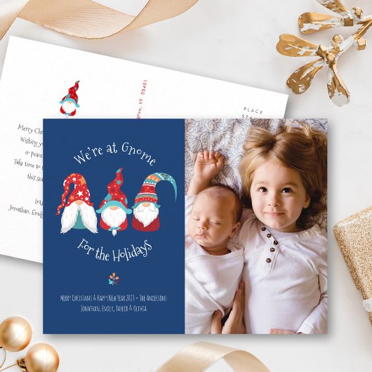 格言forホリデーかわいいおもしろい小妖精や小人カスタムフォトブルー シーズンポストカード