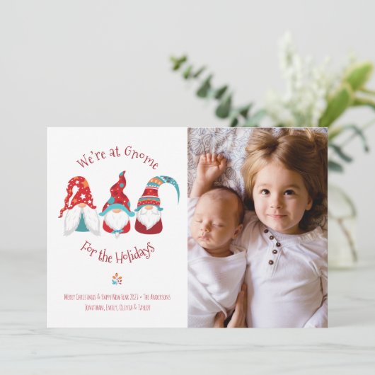 格言forホリデーかわいいおもしろい小妖精や小人カスタム写真 シーズンカード (スタンド正面)