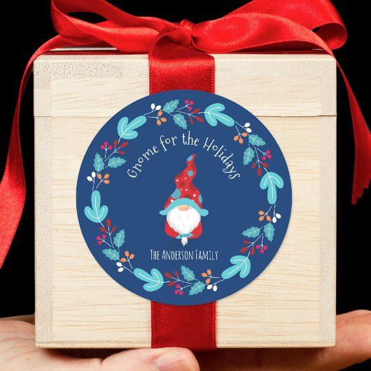 格言forホリデーズモダンフローラリースブルー ラウンドシール