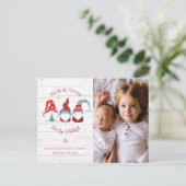 格言forホリデー写真かわいいおもしろいタイプ素朴ウッド シーズンポストカード (スタンド正面)