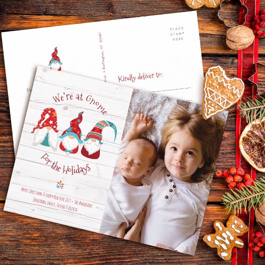 格言forホリデー写真かわいいおもしろいタイプ素朴ウッド シーズンポストカード