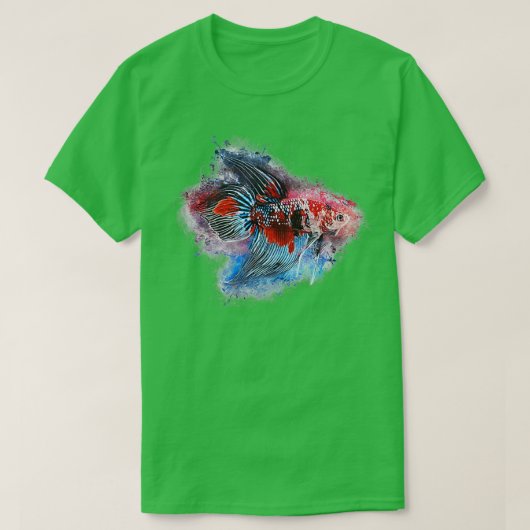 格闘魚オスコイロングフィン Tシャツ (デザイン正面)