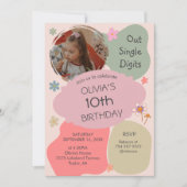 桁数独身のが10番目の誕生日招待状 招待状 (正面)