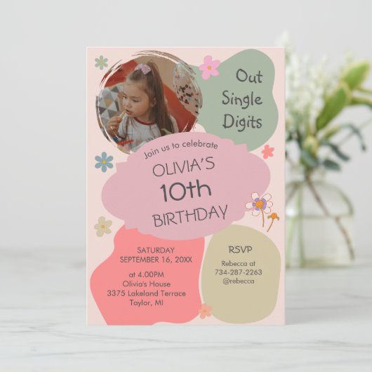 桁数独身のが10番目の誕生日招待状 招待状 (スタンド正面)