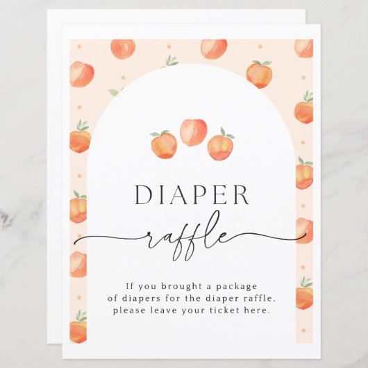 桃おむつラッフルサイン |ピーチ赤ちゃんシャワー (正面/裏面)