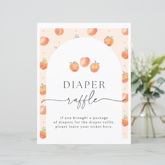 桃おむつラッフルサイン |ピーチ赤ちゃんシャワー (スタンド正面)