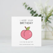 桃おもしろいパーソナライズされたをテーマにした誕生日カード シーズンカード (スタンド正面)