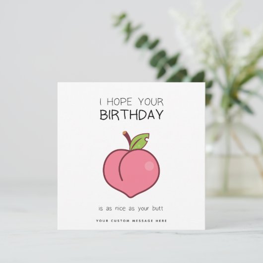 桃おもしろいパーソナライズされたをテーマにした誕生日カード シーズンカード (スタンド正面)