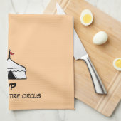 桃おもしろい白サーカステント引用文 キッチンタオル (四つ折り)