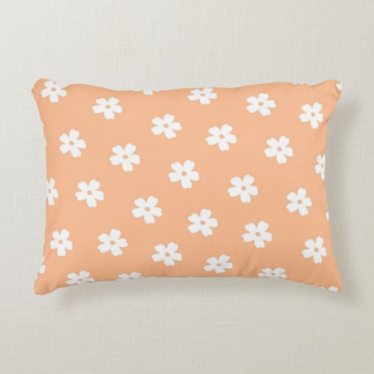 桃お洒落と白のフローラレトロ、陽気 アクセントクッション (正面)