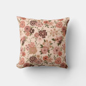 桃お洒落茶色の花柄 クッション (正面)