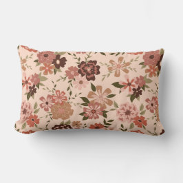 桃お洒落茶色の花柄 ランバークッション