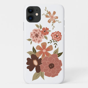 桃お洒落茶色の花柄 iPhone 11 ケース
