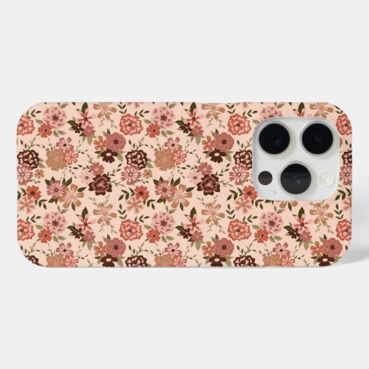 桃お洒落茶色の花柄 Case-Mate iPhoneケース (裏面 (横))