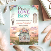 桃かわいらしと青の平和、愛と赤ちゃんのシャワー 招待状