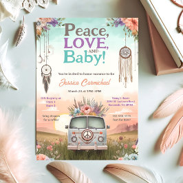 桃かわいらしと青の平和、愛と赤ちゃんのシャワー 招待状