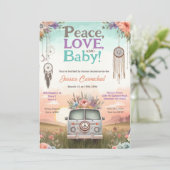 桃かわいらしと青の平和、愛と赤ちゃんのシャワー 招待状 (スタンド正面)