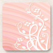 桃かわいらしのらせん状、つる植物、花 コースター (正面)