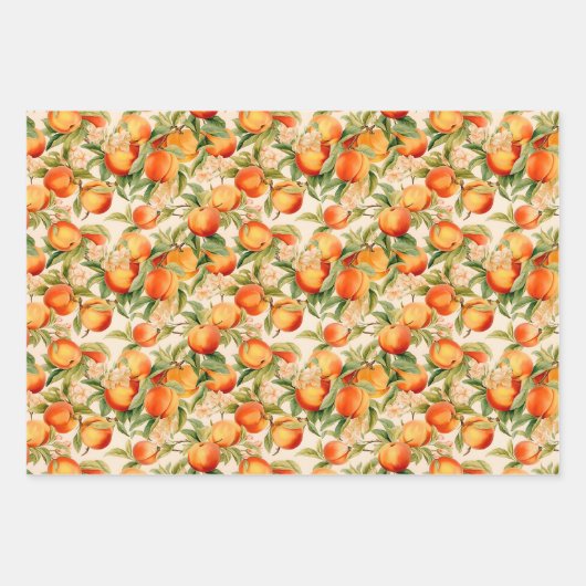 桃かわいらしの毛羽をテーマにしたプレゼント ラッピングペーパーシート (正面3)