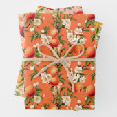 桃かわいらしの毛羽をテーマにしたプレゼント ラッピングペーパーシート (インサイチュ)