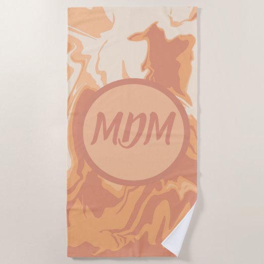 桃かわいらしの渦巻き ビーチタオル (正面)