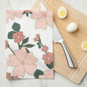 桃かわいらしフローラ キッチンタオル (四つ折り)