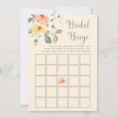 桃かわいらしフローラ | ブライダルシャワービンゴゲーム 招待状 (正面)