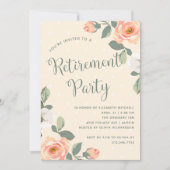 桃かわいらしフローラ|退職パーティー 招待状 (正面)