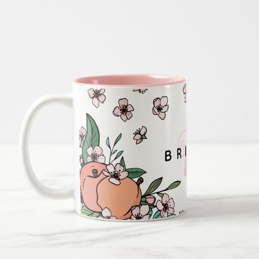 桃かわいらし桃花桃のモノグラム ツートーンマグカップ (左)