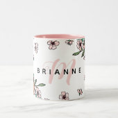 桃かわいらし桃花桃のモノグラム ツートーンマグカップ (中央)