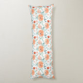 桃かわいらし水色フローラグリーン葉白 ボディピロー (裏面 (縦))