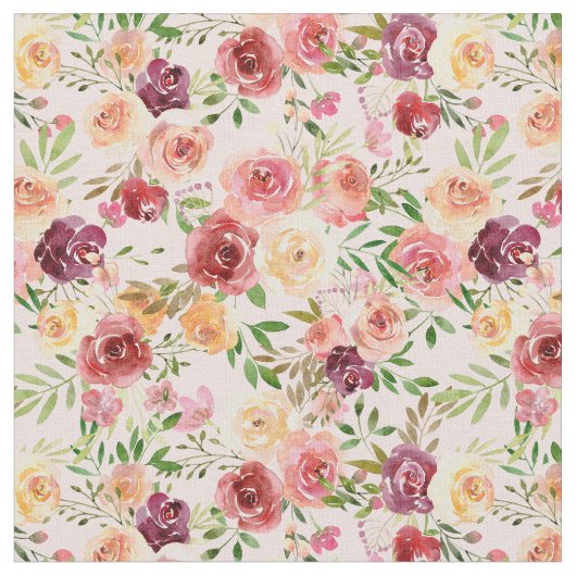 桃かわいらし牡丹フローラ ファブリック (クローズアップ)
