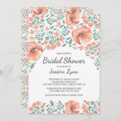 桃かわいらし花ブライダルシャワー招待状 招待状 (正面/裏面)