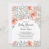 桃かわいらし花赤ちゃんシャワー招待状 招待状 (正面)