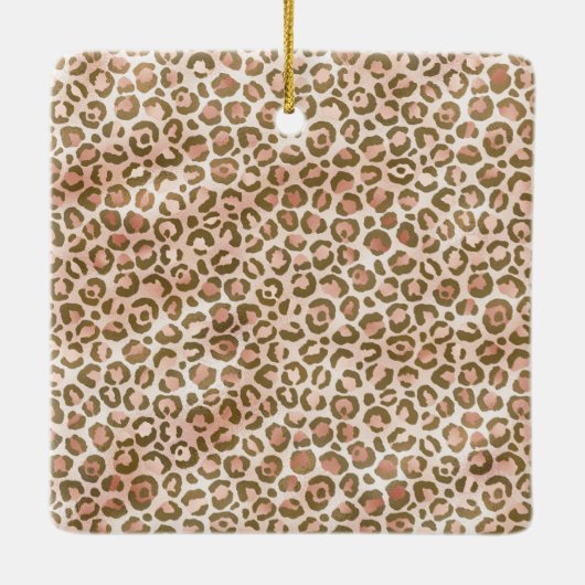 桃かわいらし茶色ヒョウ柄Be Brave セラミックオーナメント (裏面)
