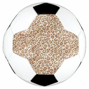 桃かわいらし褐色ヒョウ柄 サッカーボール