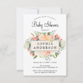 桃かわいらし赤ちゃんシャワー招待状カード 招待状 (正面)