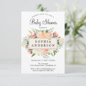 桃かわいらし赤ちゃんシャワー招待状カード 招待状 (スタンド正面)