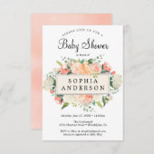 桃かわいらし赤ちゃんシャワー招待状カード 招待状 (正面/裏面)