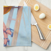 桃がピン留めされる キッチンタオル (四つ折り)
