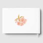 桃さくらんぼの花の水の色のカスタムウェディング ゲストブック (裏面)